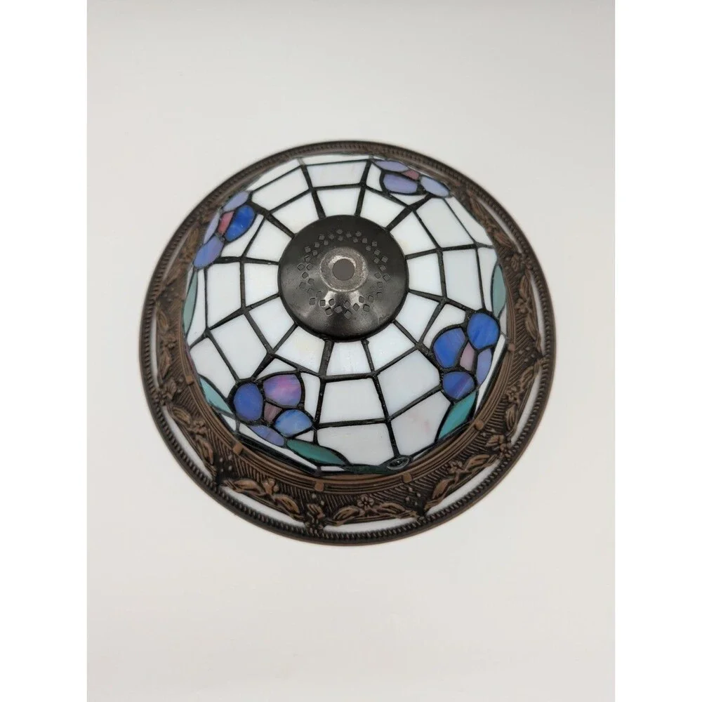 Stained Glass Lamp Shade Floral Pink Blue 11-in Replacement